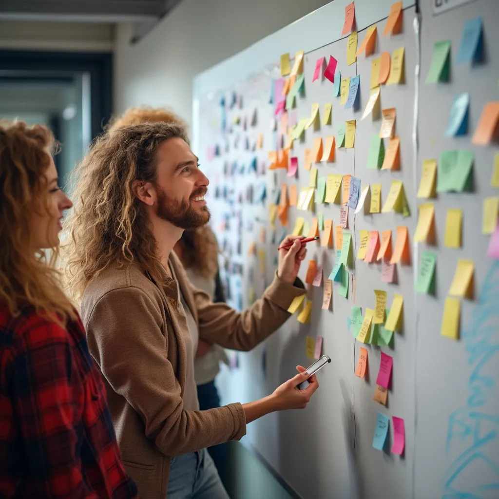 Brainstorming de equipa com post-its